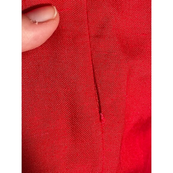 Vintage Jennifer Eden Red Sleeveless Maxi Dress Faux Button Slit High Neck 90s - Picture 8 of 16